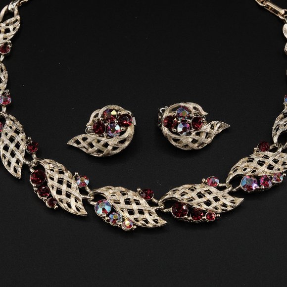 Lisner Rhinestone Necklace & Earrings, Vintage Rhinestone Jewelry - Picture 8 of 10